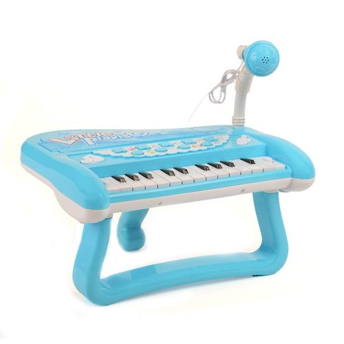 Maggie Piano Toy Keyboard for Kids Gift Blue Music Instruments with Microphone, Light