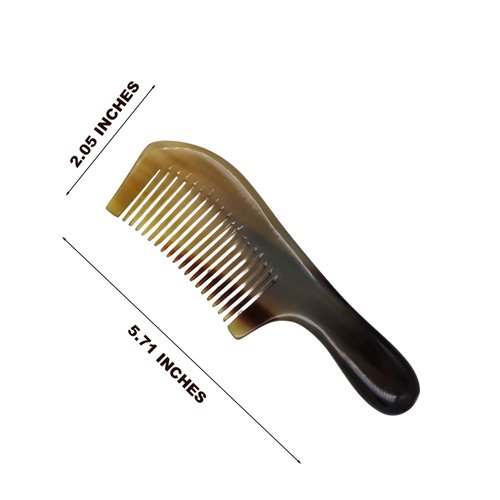 Pocket Horn Comb, PROTORIGEN Handmade Natural Buffalo Horn Fine Tooth Comb Anti-static, Hair Care for Women and Men，Gift for Mother's Day (Handle)