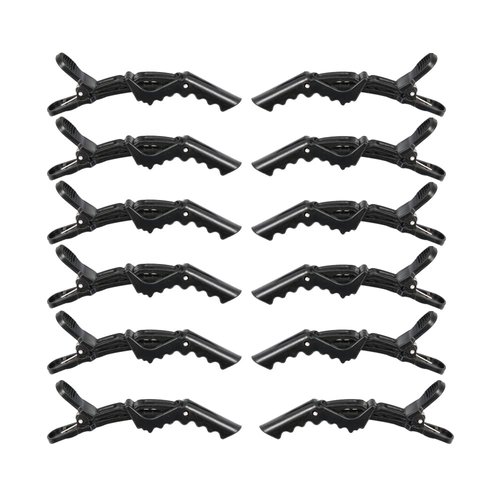 12 Pcs Alligator Hair Clips Styling Sectioning Hair Clips Wide Teeth Hair Clips Professional Hair Salon for Barber Clips for Styling Sectioning (Black)