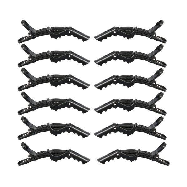 12 Pcs Alligator Hair Clips Styling Sectioning Hair Clips Wide Teeth Hair Clips Professional Hair Salon for Barber Clips for Styling Sectioning (Black)