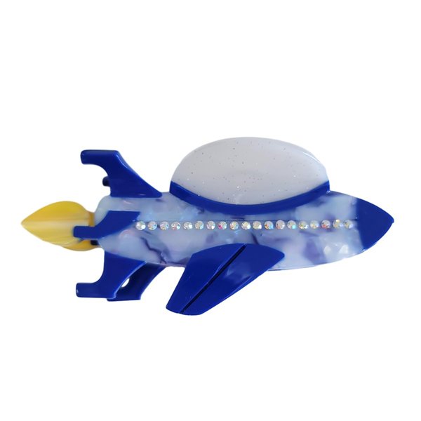 Funny Airship Hair Clip,Acetate Hair Clip,Small Claw Clip for Women,Blue, 1 Count (Pack of 1)