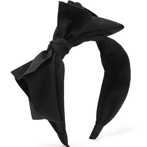 WantGor Bow Headbands for Women, Big Bowknot Hair Hoop Women Knotted Wide Turban Headbands Hair Band Bows Hair Accessories (Black)