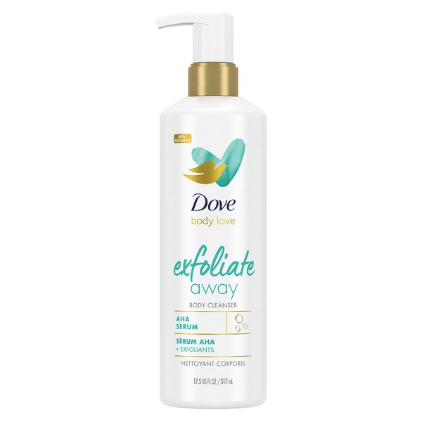 Dove Body Love Body Cleanser For Rough Skin Exfoliate Away Body Wash with AHA Serum and Exfoliating Minerals for Soft Skin 17.5 fl oz