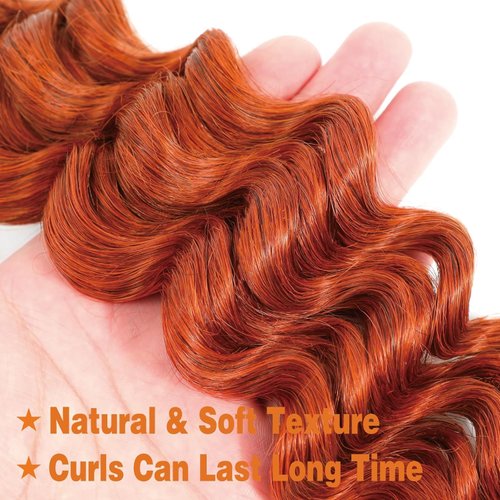 Aikebi Curly Braiding Human Hair 100g 16 Inch Ginger Orange 350 Deep Water Wave Bulk Human Hair for Braiding No Weft Brazilian Virgin Deep Curly Human Hair Extensions for Boho Braids