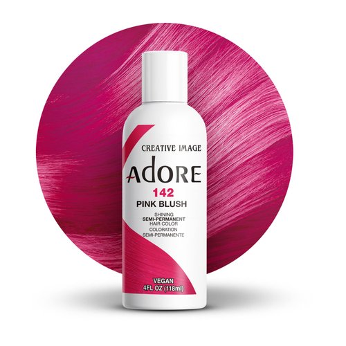 Adore Semi Permanent Hair Color - Vegan and Cruelty-Free Hair Dye - 4 Fl Oz - 142 Pink Blush (Pack of 1)