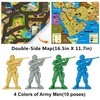 TikOnsYol 100 Pcs Army Men Toys for Boys with Map in Bucket World War II WW2 Green Gray Plastic Army Men Military Guy Toy Soldier Action Figures Battlefield Playset and Accessories