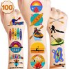 100PCS Summer Kayak Kayaking Temporary Tattoos Stickers Themed Birthday Party Decorations Supplies Decor Favors Beach Canoe Kayaker Hawaiian Surf Tattoo Gifts For Kids Boys Girls Class Prizes Carnival