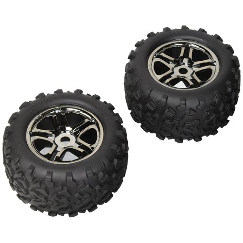Traxxas 4983A Black Chrome Wheels with Geo Tire 17mm, Maxx and Revo, 2-Piece
