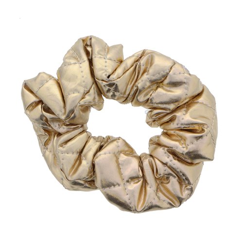 Gold Metallic Quilted Hair Scrunchie