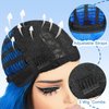 HANNE Long Blue Wavy Wigs for Women 26 Inch Middle Part Blue Ombre Wig Body Wave Long Curly Synthetic Wig Heat Resistant Black and Blue Wigs Colorful Hair Wigs for Daily Party Cosplay Use (Ombre Blue)