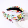 CEALXHENY Pearl Knotted Headbands for Women, Printed Flower Headbands Rhinestone Crystal Knotted Headbands Sparkly Jeweled Beads Embellished Top Knot Headband Summer Hair Accessories (Multicolor A)