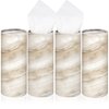 Geyoga 4 Pack Car Tissue Holder Marble Print Car Tissues Cylinder Round Tissue Boxes with 50 Facial Tissues Per Box for Car Tissue Round Container for Christmas Home Office Travel Gift(Brown)