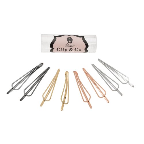 L. Erickson Metal Drop Bobby Pin Clip & Go 8-Pack - Gunmetal/Silver/Gold/Rose Gold