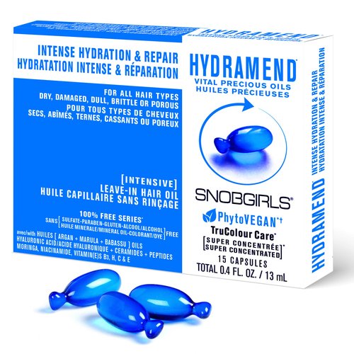 SNOBGIRLS HYDRAMEND Salon Vegan Hair Oil Intense Hydration & Repair for All Hair Types of Dry Damaged Hair. Hair serum with Argan Oil & Hair Vitamins - 15 Hair Oil Capsules