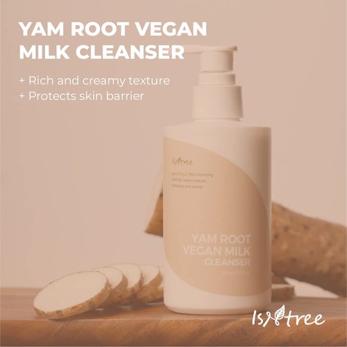 ISNTREE Yam Root Vegan Milk Cleanser 220ml, 7.43 fl.oz | Rich & Creamy Texture | Hydrating & Mild | Korean Skincare