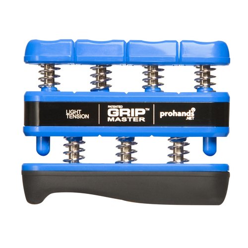 Prohands Gripmaster Hand Exerciser, Finger Exerciser (Hand Grip Strengthener), Spring-Loaded, Finger-Piston System, Isolate and Exercise Each Finger, (5 lb Light Tension, Blue-Gripmaster)