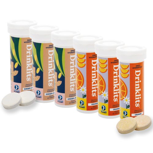 Drinklits Ginger Lime &amp; Orange Electrolyte Hydration Tablets (6) Tube Bundle | Daily Sports Drink...