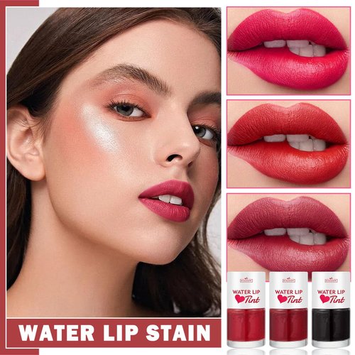 IONSGAKO 3PCS Lip Tint Stain Set Water Tint Vivid Color Lip Stain Long Lasting Waterproof Lip Gloss Moisturizing Multi-Use Matte Liquid Lipstick Lip and Cheek Tint Makeup - Set B
