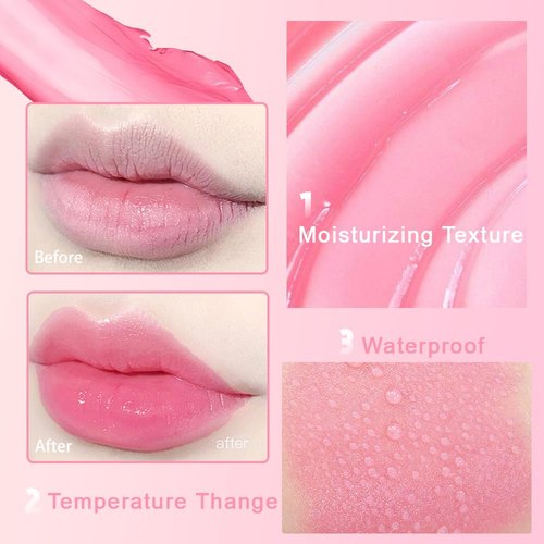BINGBRUSH 3 Pcs Crystal Flower Jelly Color Changing Lipstick,Long Lasting Lip Care Moisturizer Lip Balm Magic Color Change Lip Gloss Lip Tint Stain Matte Makeup Lipstick (3 Pcs 04#&05#&06#)
