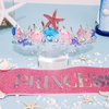 Mermaid Birthday Sash and Crown Pink Mermaid Birthday Crown for Women Princess Mermaid Birthday Decorations Mermaid Crown Adult Ocean Theme Mermaid Party Favors Fishtail Shell Crown Halloween