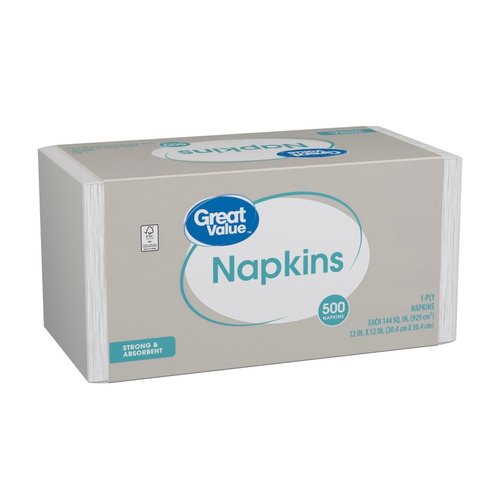 Great Value Disposable Paper Napkins, White, 500 count, Value Pack