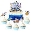 Gyufise 21Pcs Space Cupcake Toppers Planet Rocket Spaceship Trip to the Moon Space Birthday Cake Toppers for Universe Outer Space Theme Baby Shower Kids Birthday Party Decorations Supplies