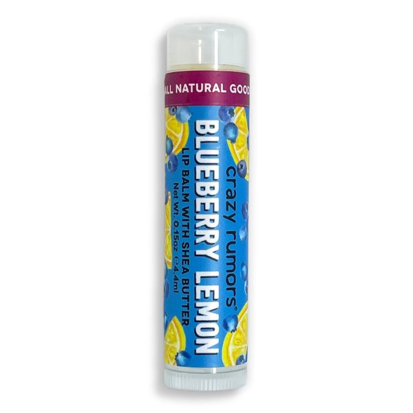 Crazy Rumors Blueberry Lemon Lip Balm. 100% Natural, Vegan, Plant-Based, Made in USA (1-Pack)