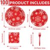 100 PCS Merry Christmas Tableware Set Christmas Theme Party Supplies Serves 25 guests Snowflakes Paper Plates Xmas napkins Bulk Christmas Dinnerware Set for Xmas Party Decorations Disposable Tableware