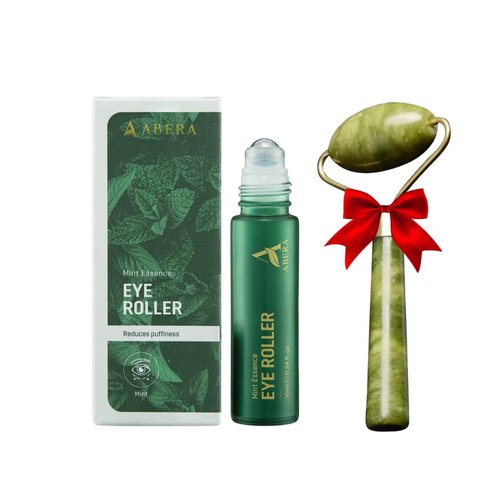 Abera Eye Roller Serum with Mint Essence – Men's Eye Care for Dark Circles & Puffiness – Hydrating Treatment with Vitamin C & Peptides 0.34 fl oz, 1 Box + Gift