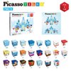 PicassoTiles Magnet Cube Winter Ice Themed Mix and Match Building Block Castle Construction Toy with 7 Magnetic Cubed Character Action Figures STEM Learning Education Sensory Pretend Play Age 3+ PMC72
