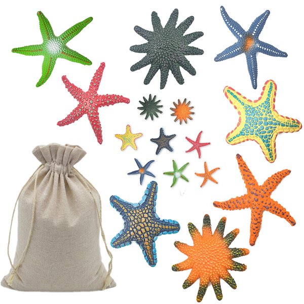 DANUDON 16PCS Diving Starfish Pool Toy Beach Colorful Big Starfish Summer Swimming Underwater Pool Toys Rubber Starfish Sea Animals Dive Throw Toy Set Party Favors Fish Tank Stuffer, 2 Sizes