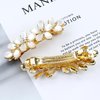 inSowni 4 Pieces Decorative Glitter Opal Rhinestone Pearl Gems Flower Bow French Barrettes Snap Hair Clips Gold Metal Automatic Spring Clips Hairpins Headpieces for Women Girls