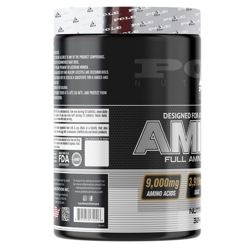 Pole Nutrition Amino 9 | Full Amino Acid Complex for Athletes & Bodybuilders | Nutraceutical Supplement for Enhanced Performance | 324 Tablets, 54 Servings