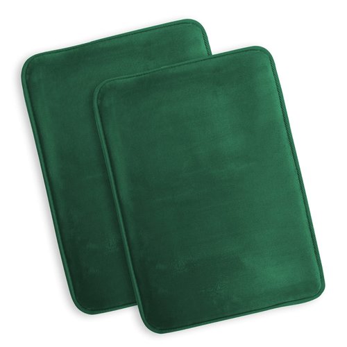 Clara Clark Bathroom Rugs, Ultra Soft Plush Bath Mat for Bathroom, Non-Slip, Velvet Memory Foam Set of 2 Bath Rugs, 17 x 24, Solid Hunter Green
