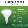 Bioluz 4 Pack Brightest BR40 LED Light Bulb - 90 CRI Instant ON 5000K Daylight Light Bulbs 16W 1400 Lumen Led Bulbs Indoor & Outdoor Lighting Smooth Dimmable Lightbulb UL Listed Title 20 Compliant
