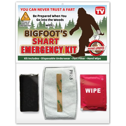 Bigfoot Shart Wet Fart Emergency Kit - Funny Gift Gag Joke Party Favors - Sasquatch, Tracker, Hunter, Camping, Hiking (1)