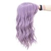 SWACC Short Curly Wavy Bob Wig with Bangs Synthetic Medium Shoulder Length Hair Wig for Women with Wig Cap (Lavender Purple)