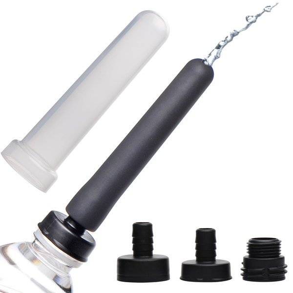 Cleanstream Travel Enema Water Bottle Adapter Set for Deep Cleaning, Silicone Nozzle and 3 Adapter Sizes to Fit Most Shower Hoses and Bottles, 4.5" Length x 0.95" Width, 5 Piece Portable Kit, Black