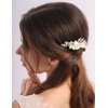 Rumtock Opal Crystal Silver Leaves White Flower Hair Comb Earrings Set for Women Wedding Bridal Handmade Jewelry Set