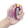Holographic Body Glitter Gel, Mermaid Sequins Face Glitter Makeup for Body, Hair, Face, Nail, Eyeshadow, Long Lasting Waterproof Party Glitter for Festival Stage Nightclubs, 1oz (Laser Pink.)