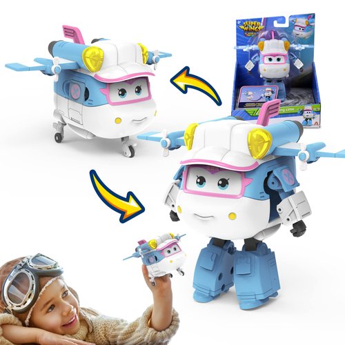 Super Wings - 5" Transforming Lime Airplane Toys Vehicle Action Figure, Season 6 New Character, Plane to Robot in 10 Steps, Birthday Gifts for 3 4 5 Year Old Boys and Girls Preschool Kid