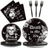 gisgfim 30th Birthday Party Supplies Tableware Set for 24 Guests Death To My Twenties Birthday Party Paper Plates Napkins Disposable Black Rip To My 20s Decorations Favors for Funeral My Youth Party