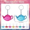 24 Pcs Girls Party Teapot Sequin Keychain Glitter Flip Sequin Keychain Tea Party Favors Reversible Teapot Key Chains for Kids Carnival Prizes Tea Time Girls Party Supplies Birthday Gifts, 8 Colors