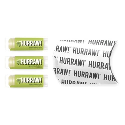 Hurraw! Green Tea Lip Balm, 3 Pack: Organic, Certified Vegan, Cruelty and Gluten Free. Non-GMO, 100% Natural Ingredients. Bee, Shea, Soy and Palm Free. Made in USA