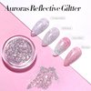 Born Pretty Auroras Reflective Glitter Nail Powder Chameleon Polarized Sparkling Shiny Nail Glitter Holographic Flakes Glitter Dust Shiny Powder Pigment Nail Supplies for Nail Art Manicure DIY Design