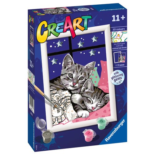 Ravensburger Sleepy Kitties Paint by Numbers Kit for Kids - 20213 - Painting Arts and Crafts for Ages 11 and Up