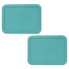 Pyrex Bundle - 2 Items: 7210-PC 3-Cup Turquoise Rectangle Plastic Food Storage Lids - Original Genuine Pyrex Lids - 2 Pack - Made in the USA