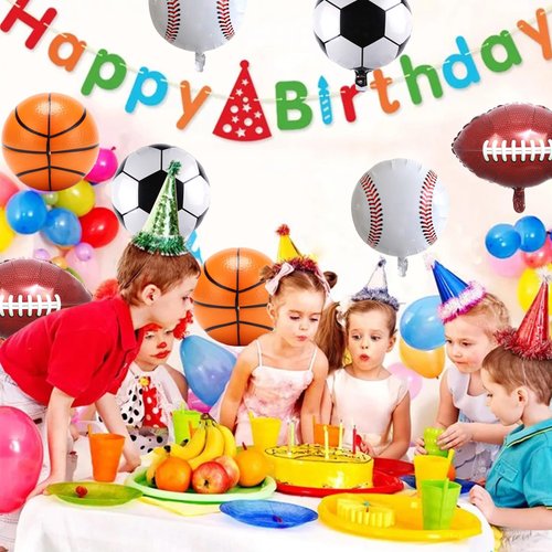 HILAVO Sports Foil Balloon Set, 16PCS Baseball Balloons Soccer Balloons Basketball Balloons Football Balloons Sports Birthday Party Decorations for Boys Birthday Baby Shower Sports Themed Party