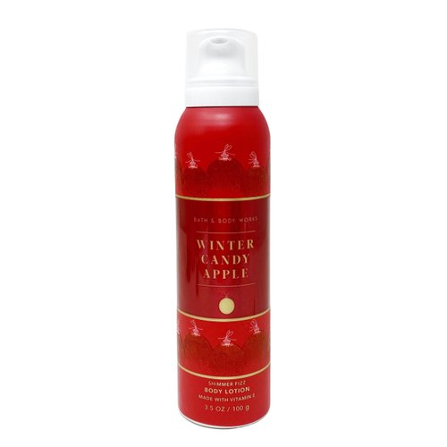 Bath & Body Works Winter Candy Apple - Shimmer Fizz Body Lotion with a Natural Oats Sample Soap.