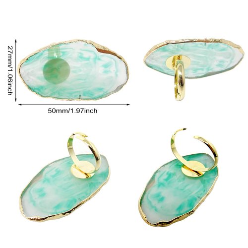 Honbay 4PCS Resin Marble Nail Art Palette Rings Gel Polish Mixing Trays DIY Color Plates Nail Art Polish Holder with Adjustable Finger Ring for Nail Art